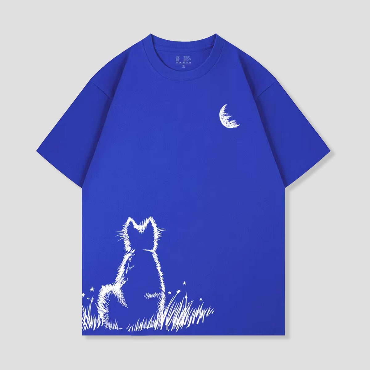 夜空を見上げる猫Tシャツ