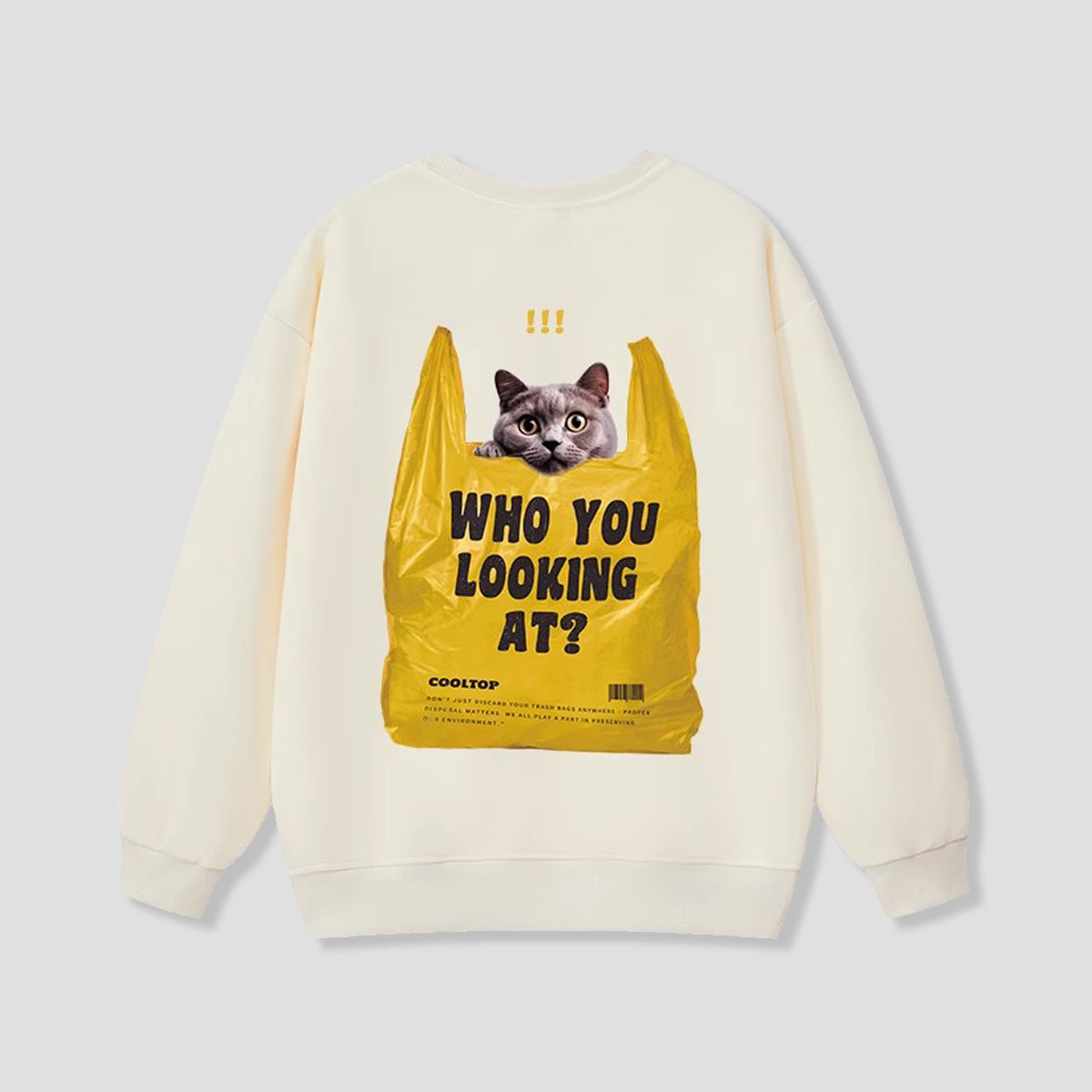 ショッピングバッグネコ バックプリントスウェット