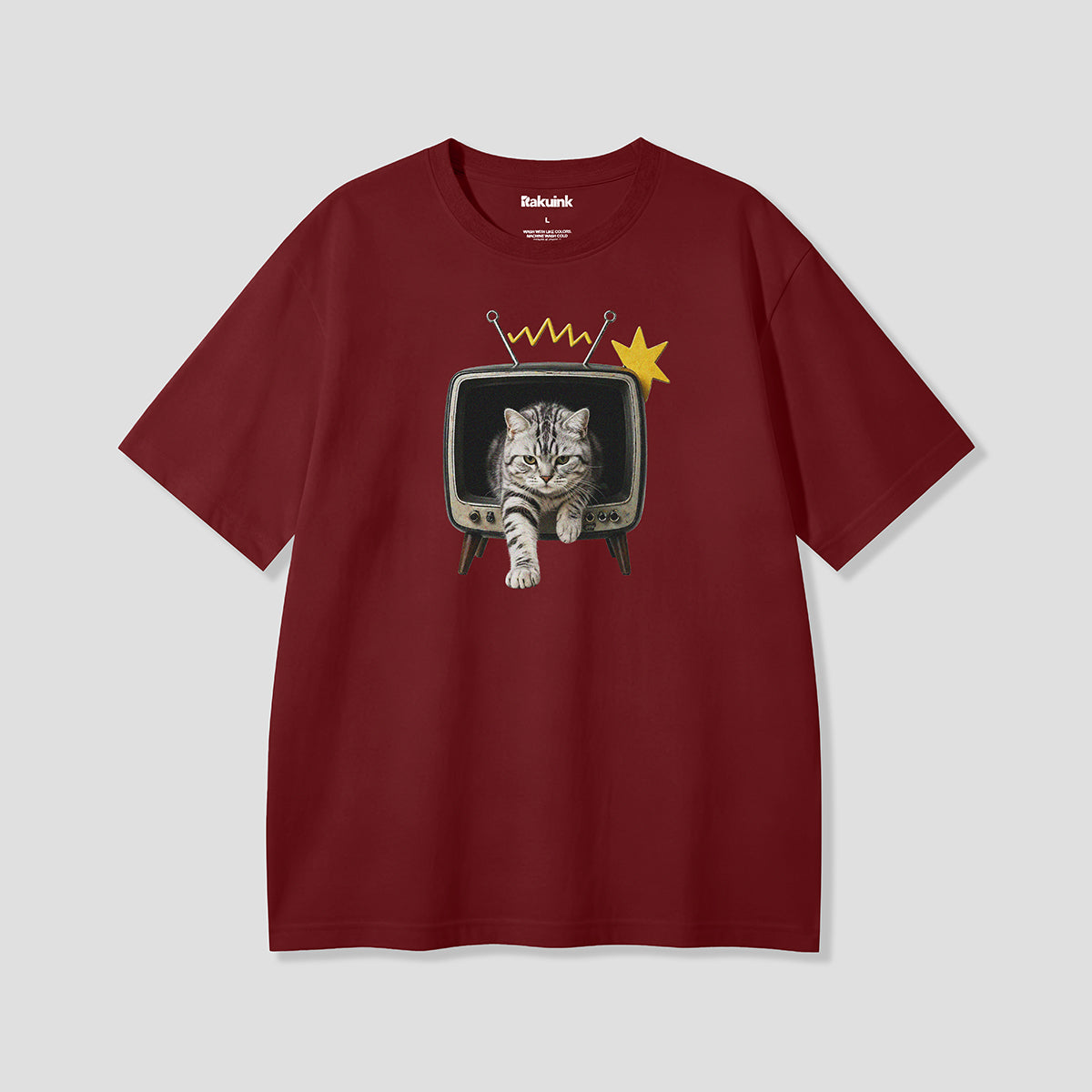 【予約】テレビから出てくるねこ Tシャツ