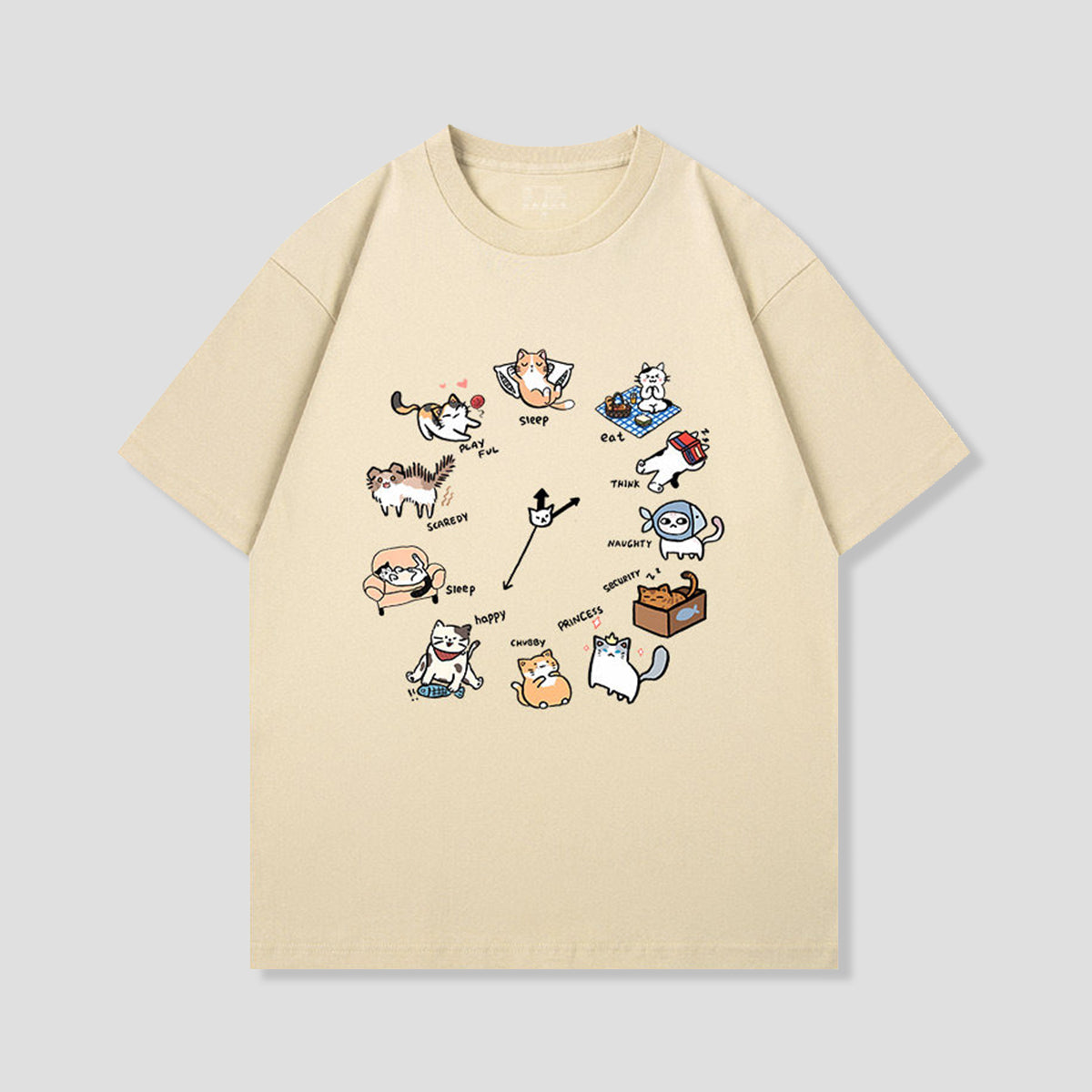 気まぐれキャット サークルグラフィックTシャツ