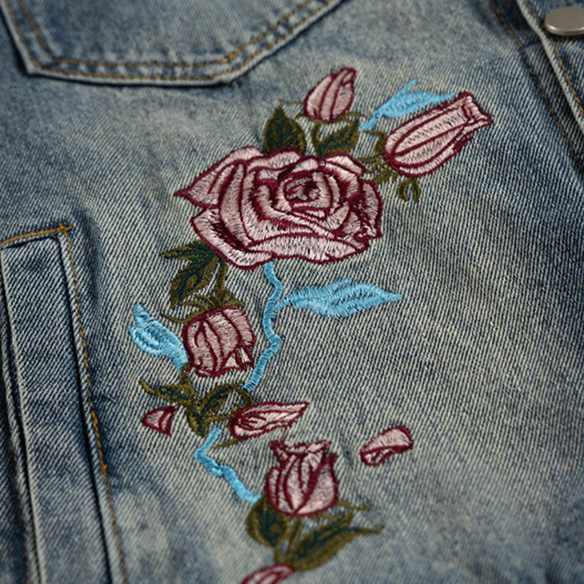 フローラル刺繍 デニムジャケット – RakuInk
