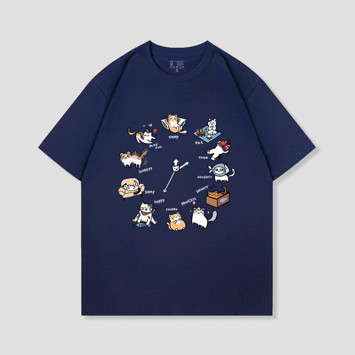 気まぐれキャット サークルグラフィックTシャツ