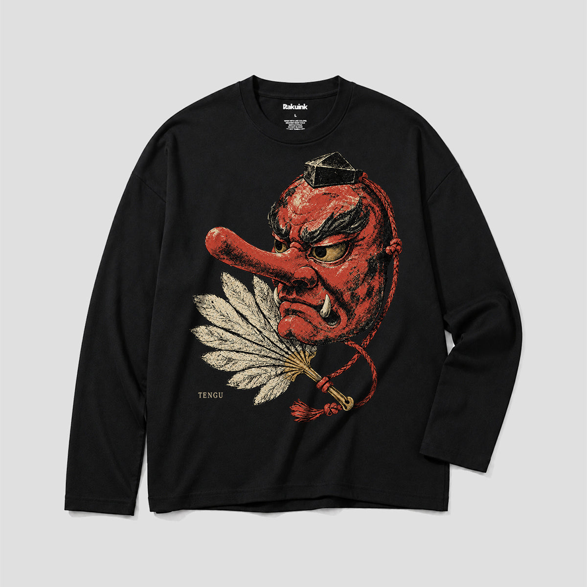 天狗と羽団扇 グラフィック ロングスリーブTシャツ