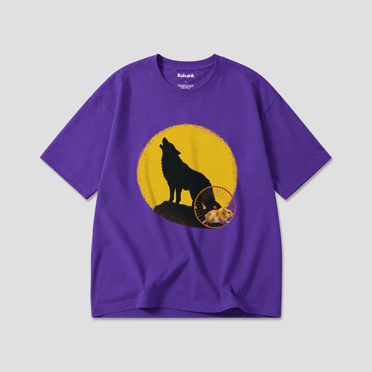 月を見上げるハムスター グラフィックTシャツ