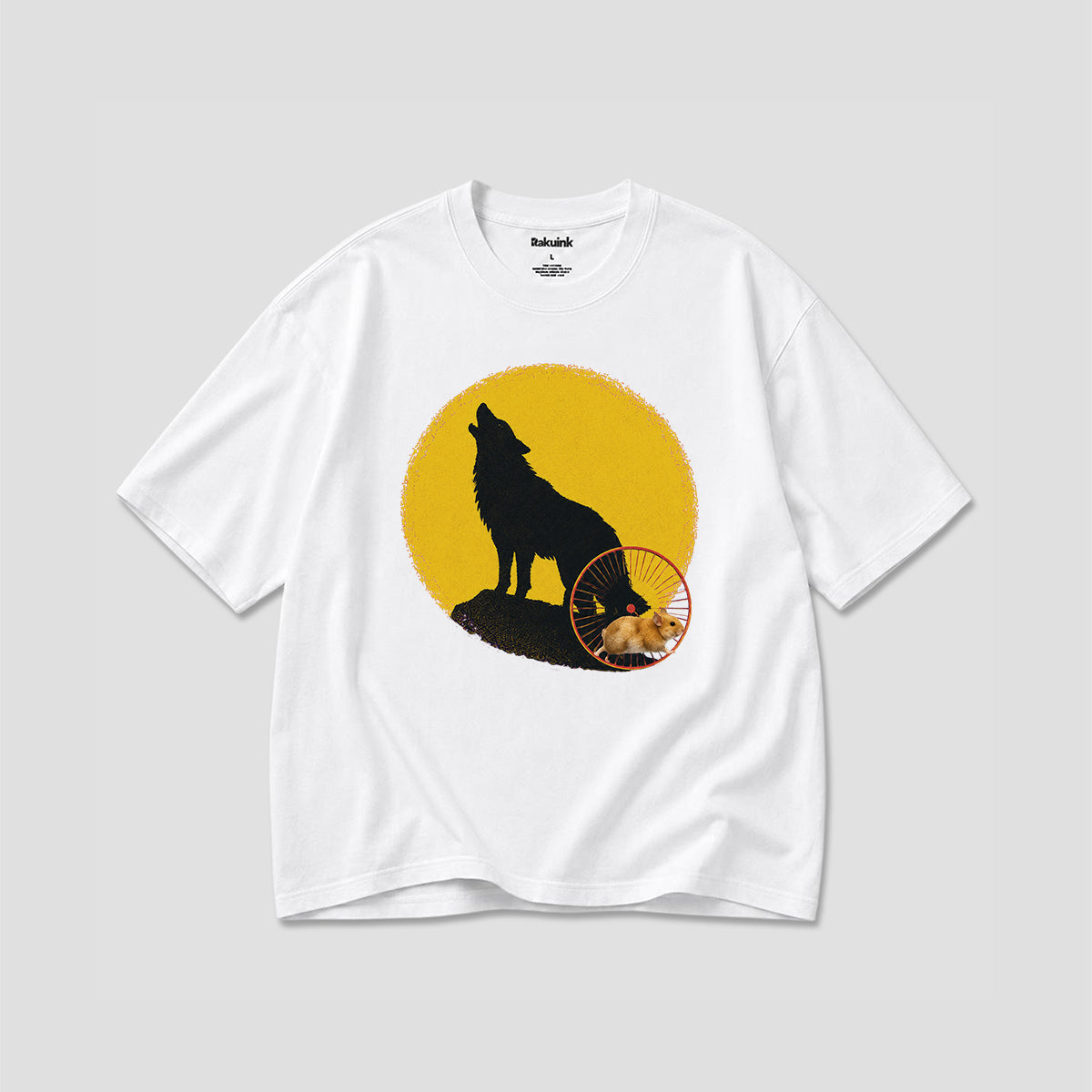月を見上げるハムスター グラフィックTシャツ