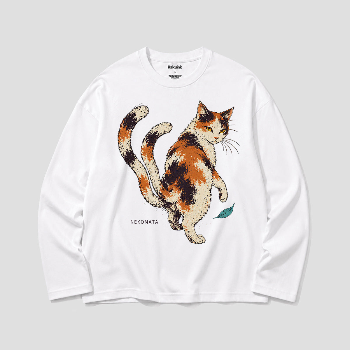 振り向く猫又 グラフィック ロングスリーブTシャツ