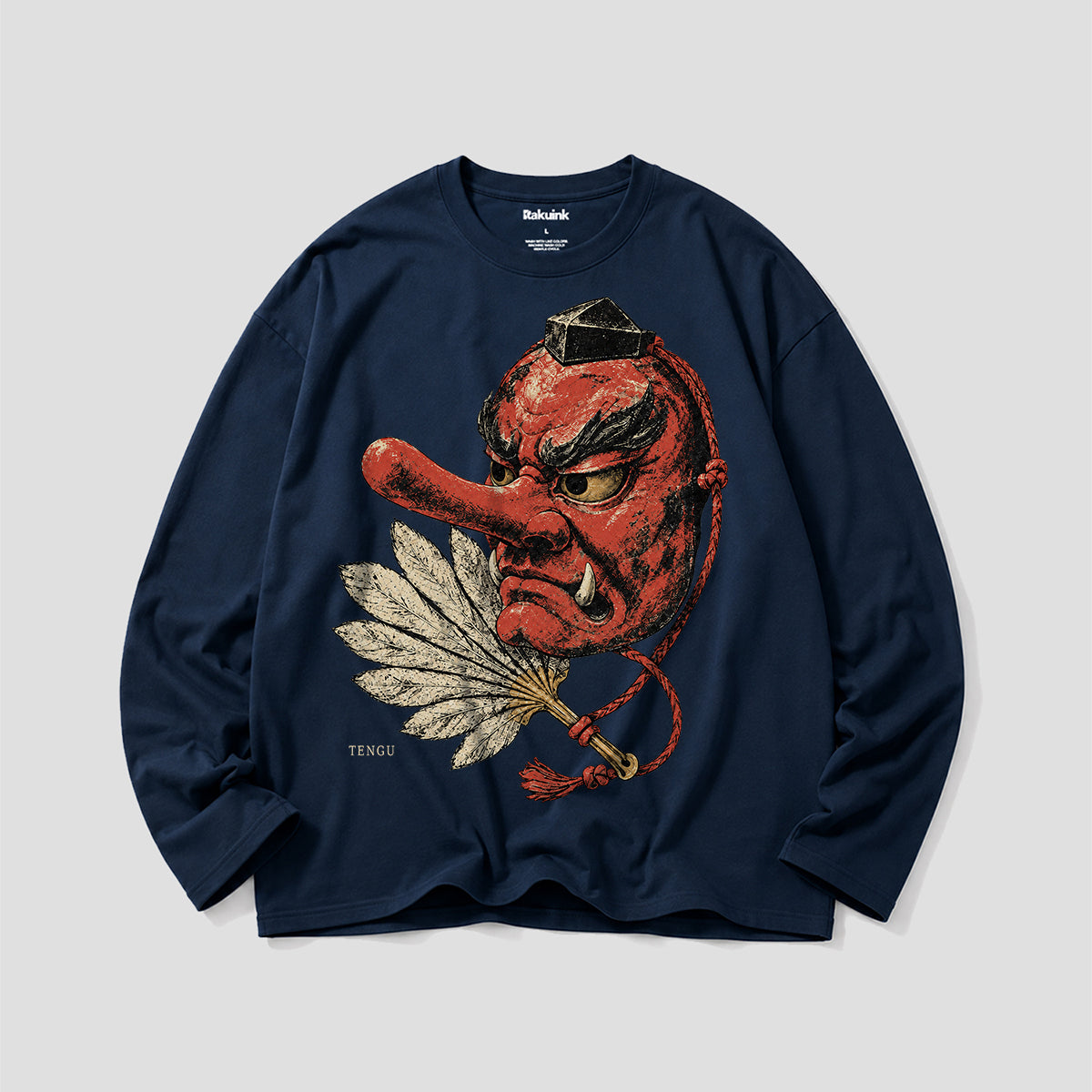 天狗と羽団扇 グラフィック ロングスリーブTシャツ