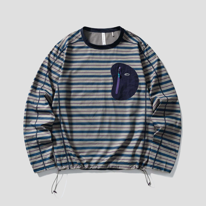 切り替えポケット ボーダーロングTシャツ