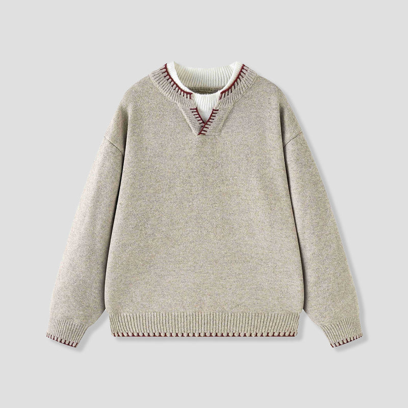 ステッチレイヤード ニットプルオーバー